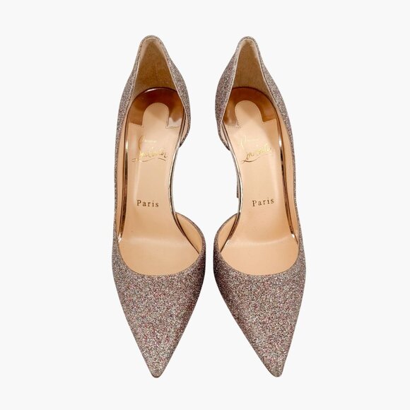 Christian Louboutin Iriza 100 Pumps Size 39 US 9 Glitter Half D'Orsay High Heel - Picture 3 of 15